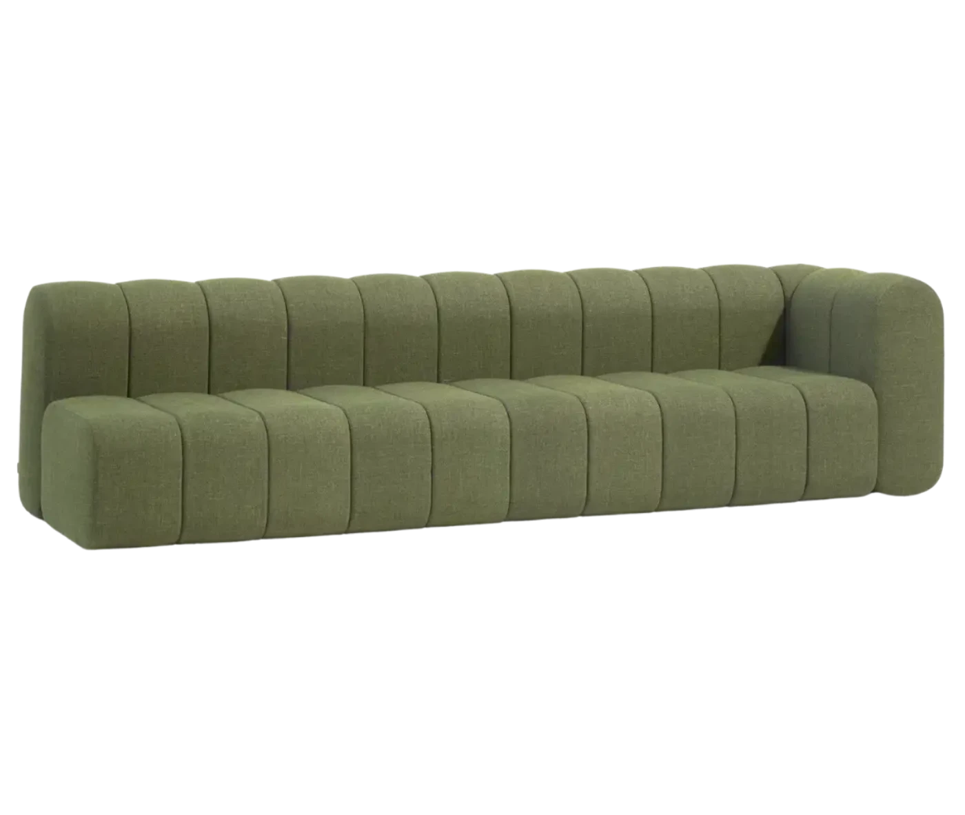 Bla Station BOB straight sofa with rounded modular segments and single armrest.