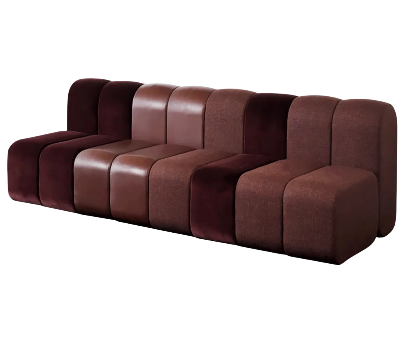 Bla Station BOB straight sofa with rounded modular segments no armrests.