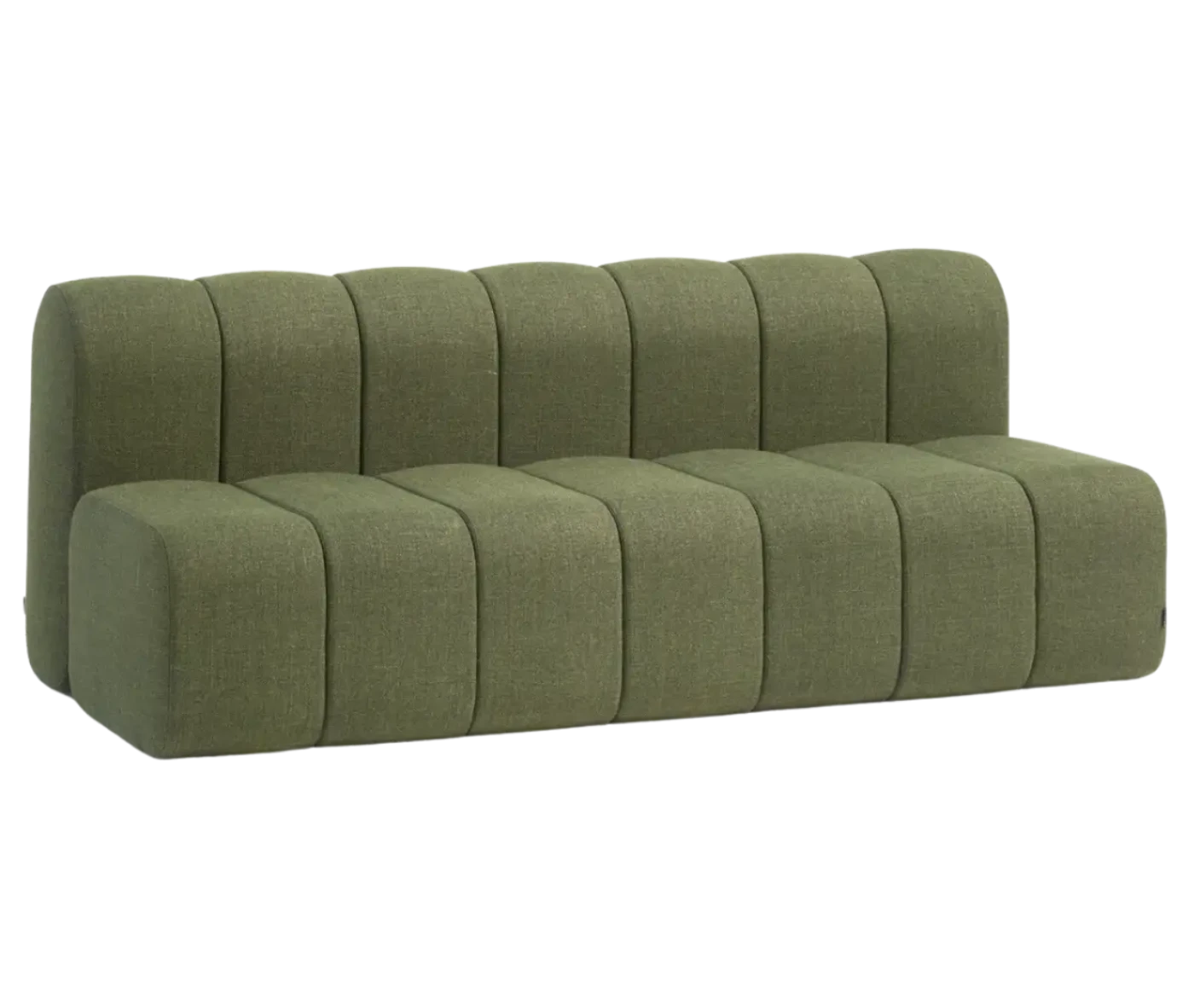 Bla Station BOB sofa in compact modular configuration with rounded channelled sections.