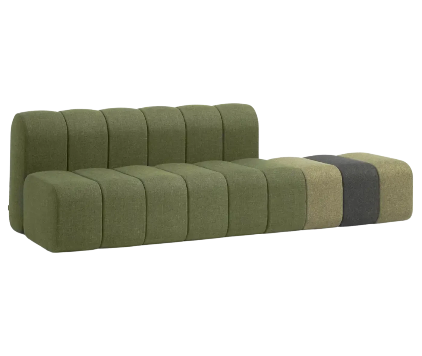 Bla Station sofa shown in front-right view with segmented modular form and rounded profile.