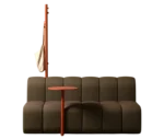 Bla Station BOB Café modular sofa with integrated side table and hanger in front view.