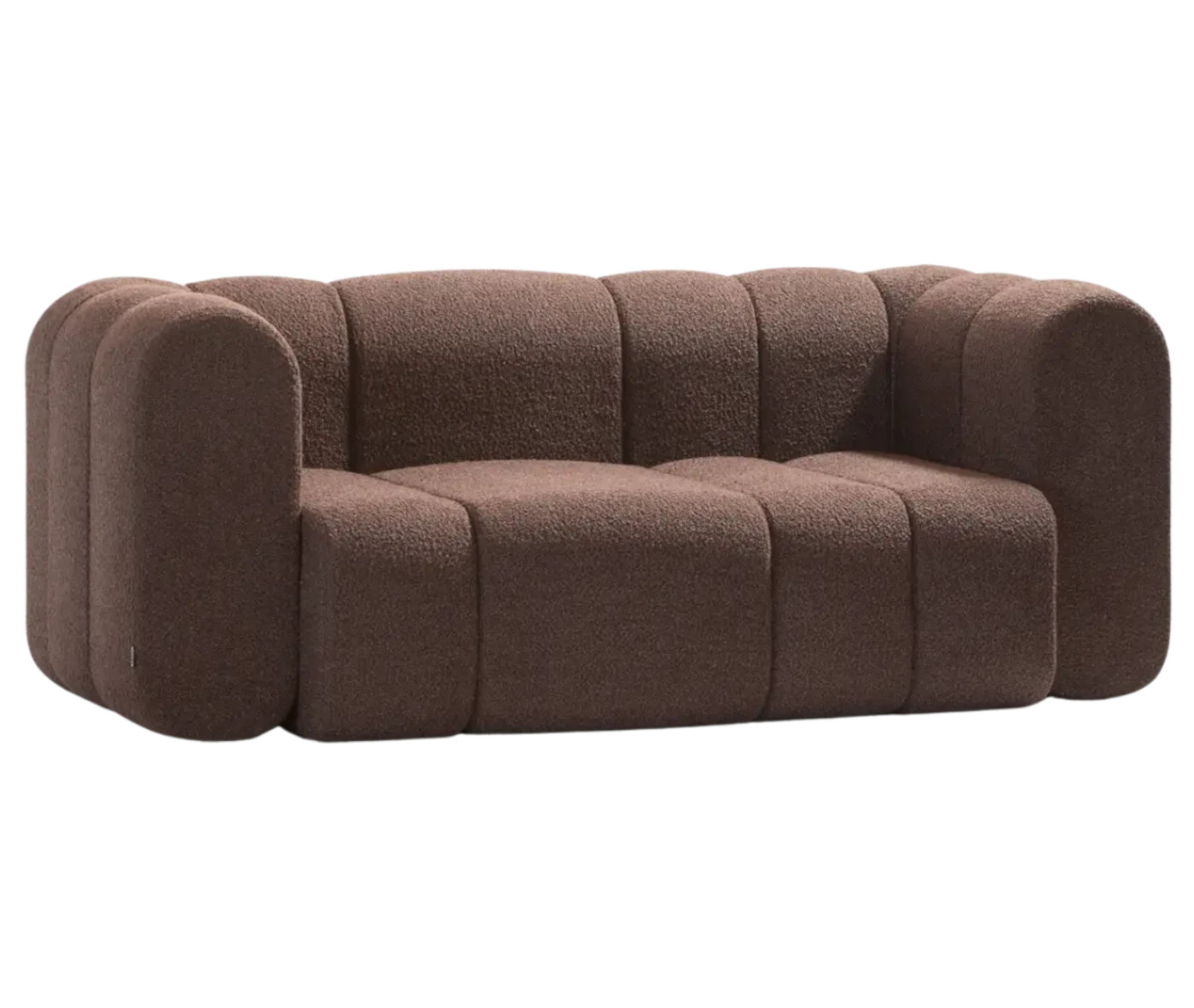 Bla Station BOB sofa in front-right view, compact rounded modular sections with armrests.