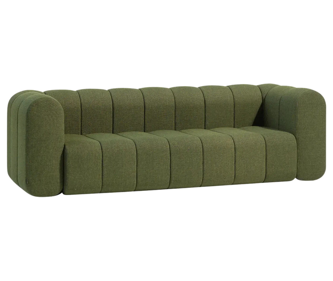Bla Station BOB sofa with rounded modular segments with armrests.