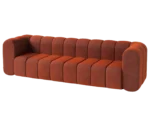 Front-right view of the Bla Station BOB sofa with rounded modular sections with armrests.