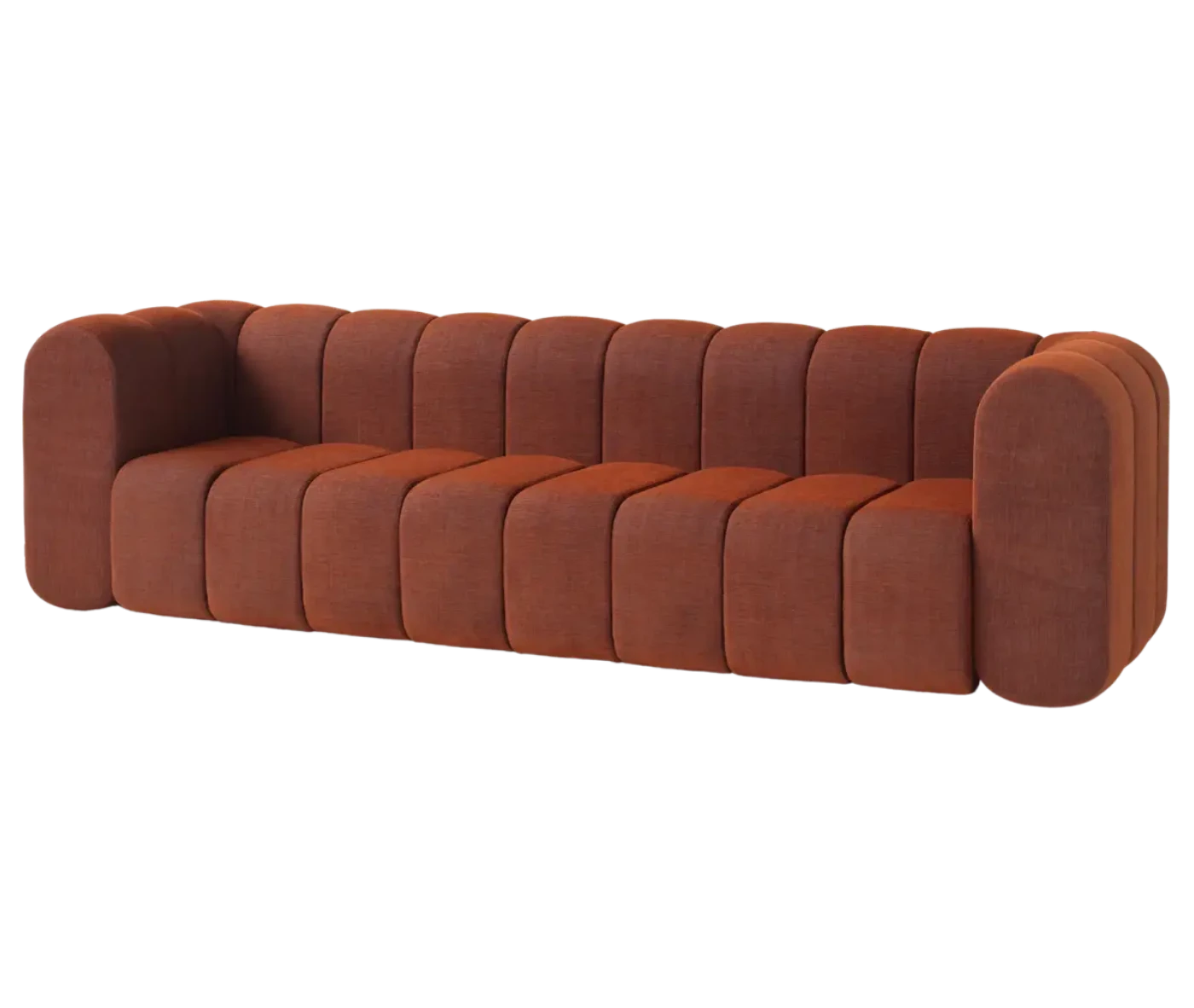 Bla Station BOB sofa in front-left view, rounded modular sections with armrests.