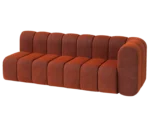 Front-left view of the Bla Station BOB sofa with rounded modular sections with single armrest.