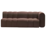 Front view of the Bla Station BOB sofa with extended modular sections with single armrest.