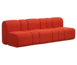 Bla Station BOB sofa in front-right view rounded modular segments in red upholstery.