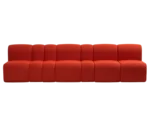 Bla Station BOB sofa in front view rounded modular segments in red upholstery.