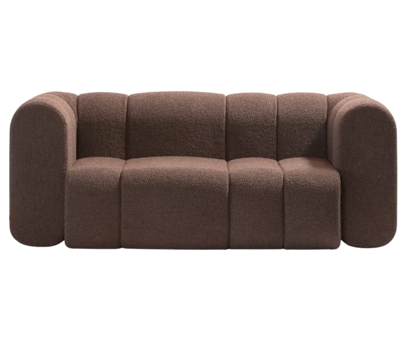 Bla Station BOB sofa in front view, compact rounded modular sections with armrests.