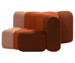 Front-left view of the Blå Station BOB Split modular sofa with rounded back-to-back sections.