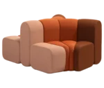Front-right view of the Blå Station BOB Split modular sofa with rounded back-to-back sections.