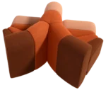 Slightly elevated view of the Bla Station BOB Split modular sofa with rounded back-to-back sections.