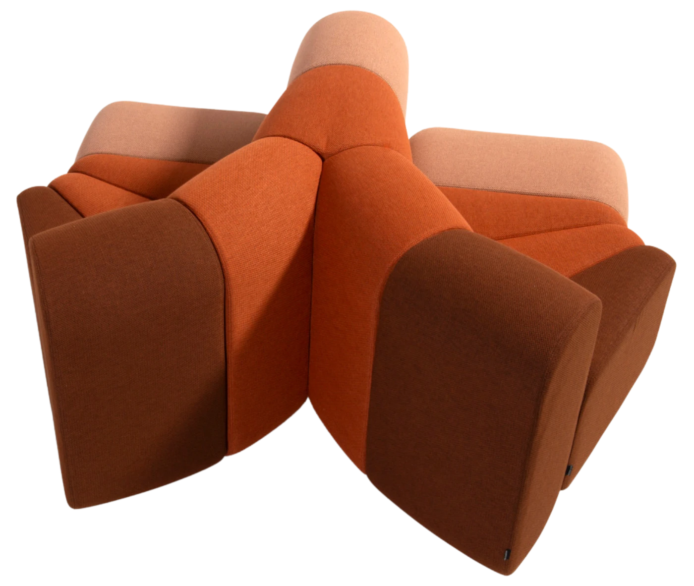 Slightly elevated view of the Bla Station BOB Split modular sofa with rounded back-to-back sections.