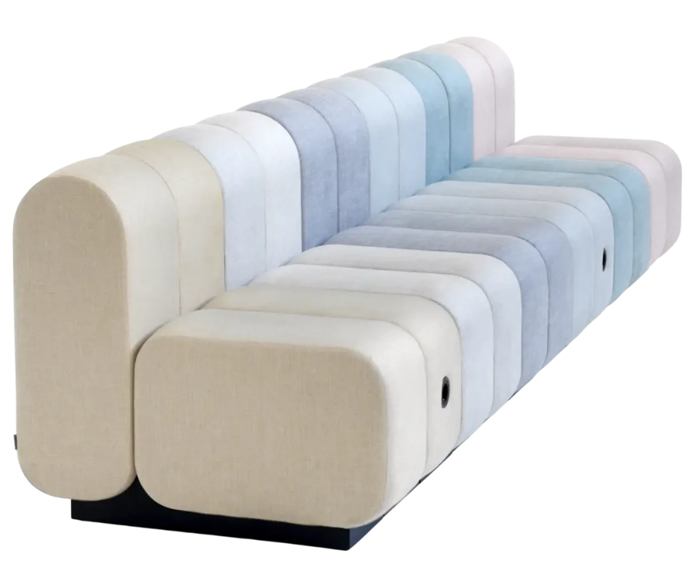 Bla Station BOB straight sofa shown in front-right view, modular segments and assorted upholstery.