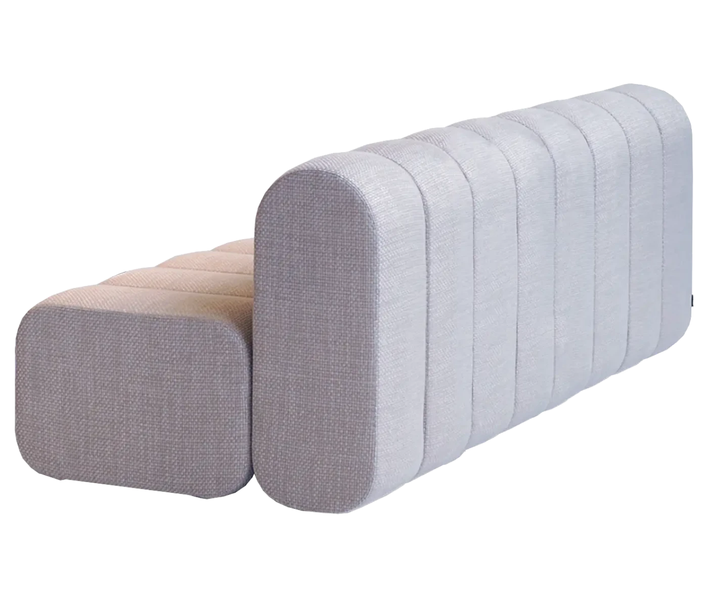 Bla Station BOB straight sofa in rear view, modular segments and no armrest.