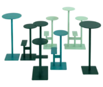 Bla Station Combo tables and stools in elevated view in varied heights and finishes.