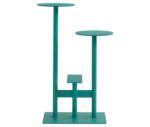 Bla Station Combo table and stool in front view with multi-level round tops in teal finish.