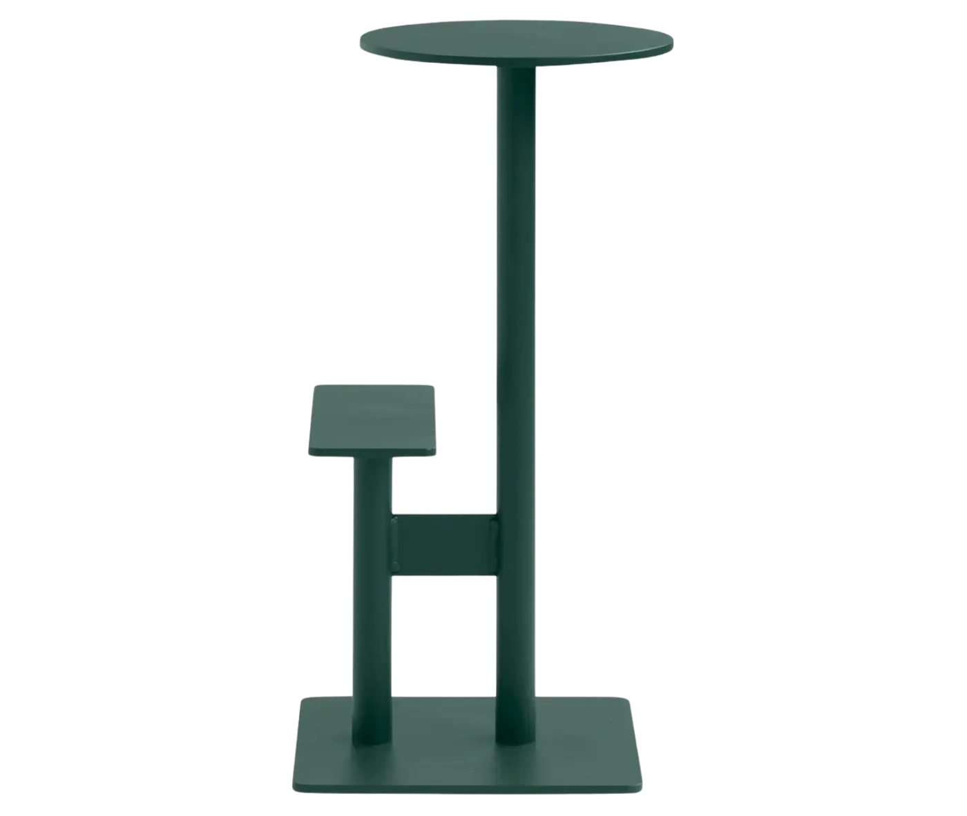 Bla Station Combo stool with lower square platform in dark green finish.