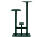 Bla Station Combo table and stool in front view with multi-level round tops in dark green finish.