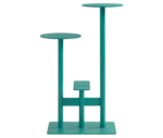 Bla Station Combo table and stool in front view with multi-level round tops in teal finish.