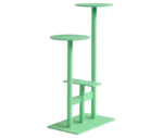 Bla Station Combo table and stool in front-left view with multi-level round tops in light green finish.