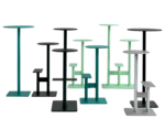 Bla Station Combo tables and stools grouped together in assorted heights, finishes and configurations.