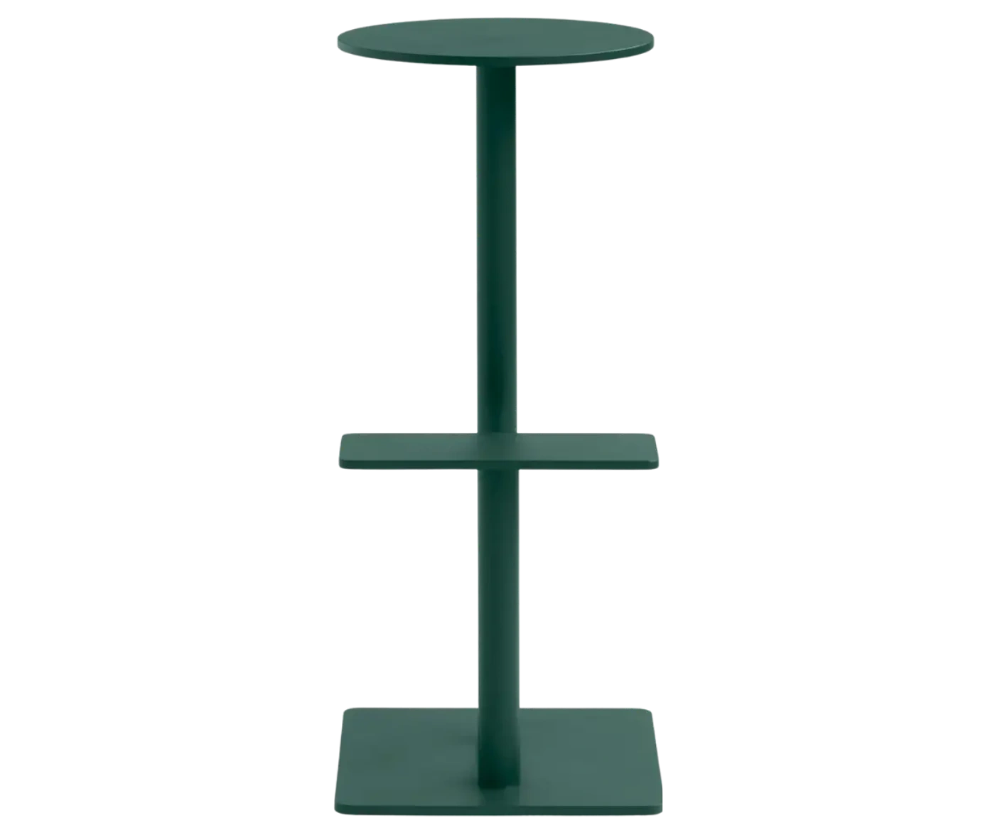 Bla Station Combo stool in side view with lower square platform in dark green finish.
