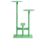 Bla Station Combo table and stool in front view with multi-level round tops in light green finish.