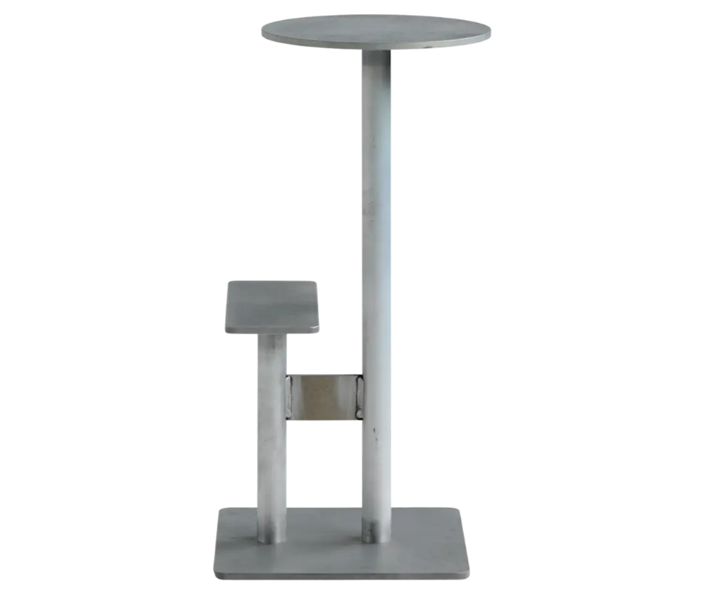 Bla Station Combo stool in front view with lower square platform in light grey finish.