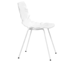 Bla Station Dent B502 hospitality chair in side view with sculpted seat form and slender metal legs.