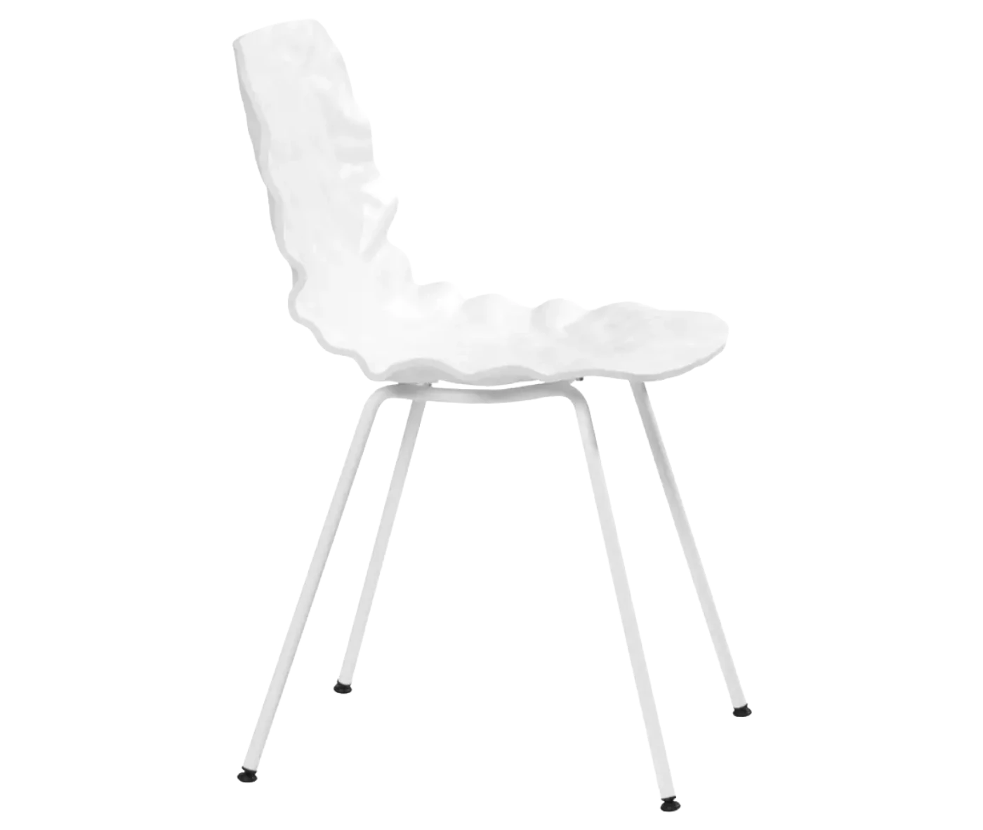 Bla Station Dent B502 hospitality chair in side view with sculpted seat form and slender metal legs.