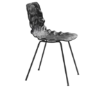 Bla Station Dent B502 hospitality chair in side view with sculpted seat form in black finish and slender metal legs.