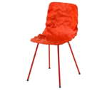 Bla Station Dent B502 hospitality chair in front-right view with sculpted seat form in beige finish and slender metal legs.