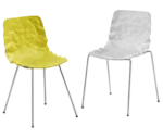 Bla Station Dent B502 hospitality chairs with sculpted seat form in aasorted finish and slender metal legs.