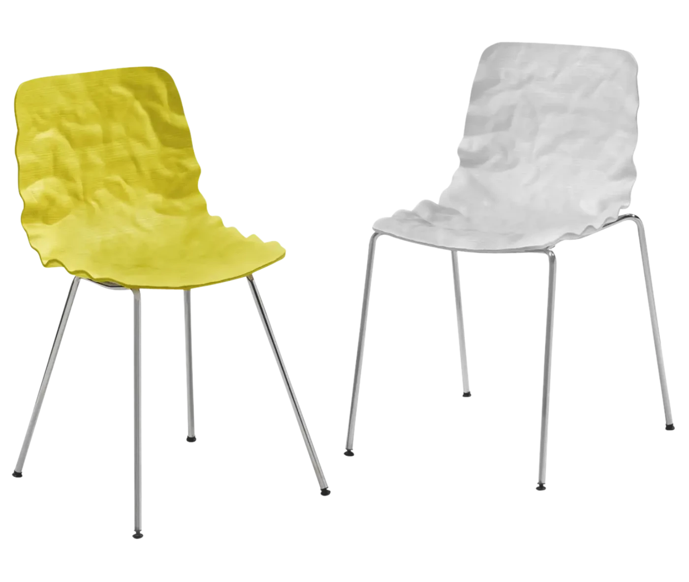 Bla Station Dent B502 hospitality chairs with sculpted seat form in aasorted finish and slender metal legs.