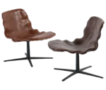 Bla Station Dent Lounge chairs facing each other with sculpted seats and swivel metal bases.