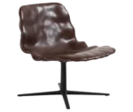 Bla Station Dent Lounge chair in front-right view with sculpted seat form and swivel metal base.
