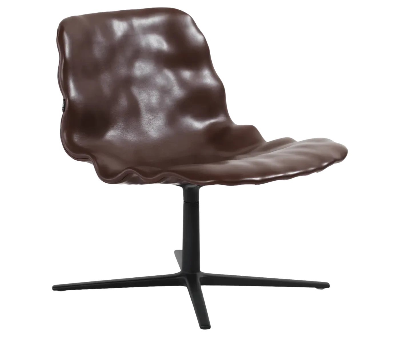 Bla Station Dent Lounge chair in front-right view with sculpted seat form and swivel metal base.