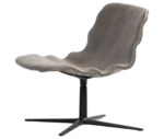 Bla Station Dent Lounge chair in front-left view with sculpted seat form and swivel metal base.