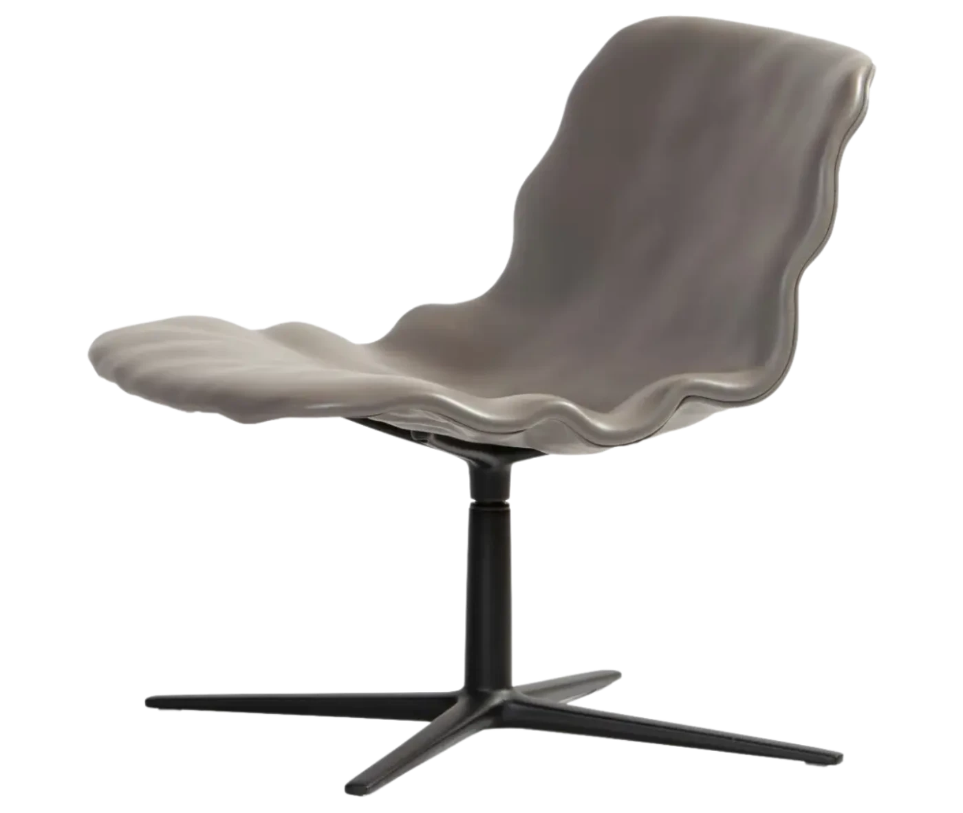 Bla Station Dent Lounge chair in front-left view with sculpted seat form and swivel metal base.