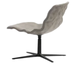 Bla Station Dent Lounge chair in back view with sculpted seat form and swivel metal base.