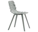 Bla Station Dent Wood B504 chair in side view with grey sculpted seat and timber legs.