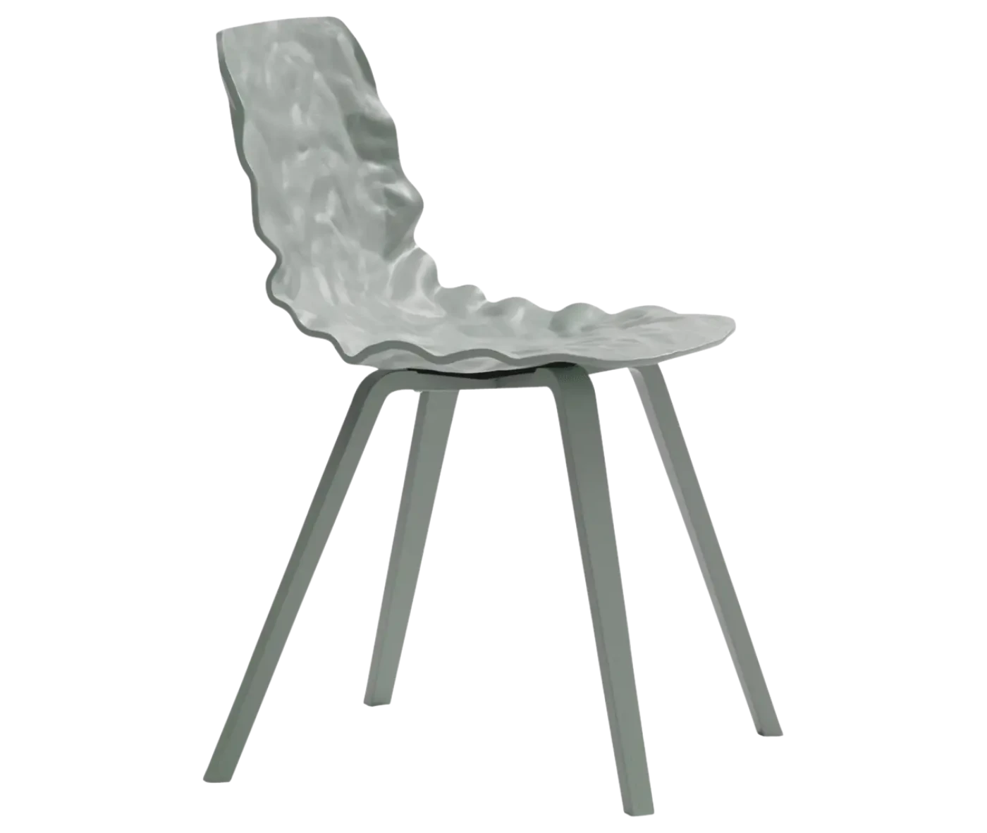 Bla Station Dent Wood B504 chair in side view with grey sculpted seat and timber legs.