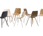 Bla Station Dent chair collection with sculpted seat shells, varied finishes and base.