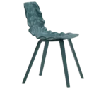 Bla Station Dent Wood B504 chair in side view with sculpted seat and timber legs in dusty teal finish.