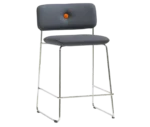 Bla Station Dundra Barchair in front-right view with a steel frame and grey upholstered seat and backrest.