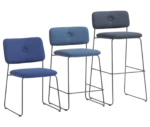 Bla Station Dundra chair and bar chair in front-right view with upholstered seats and backrests.