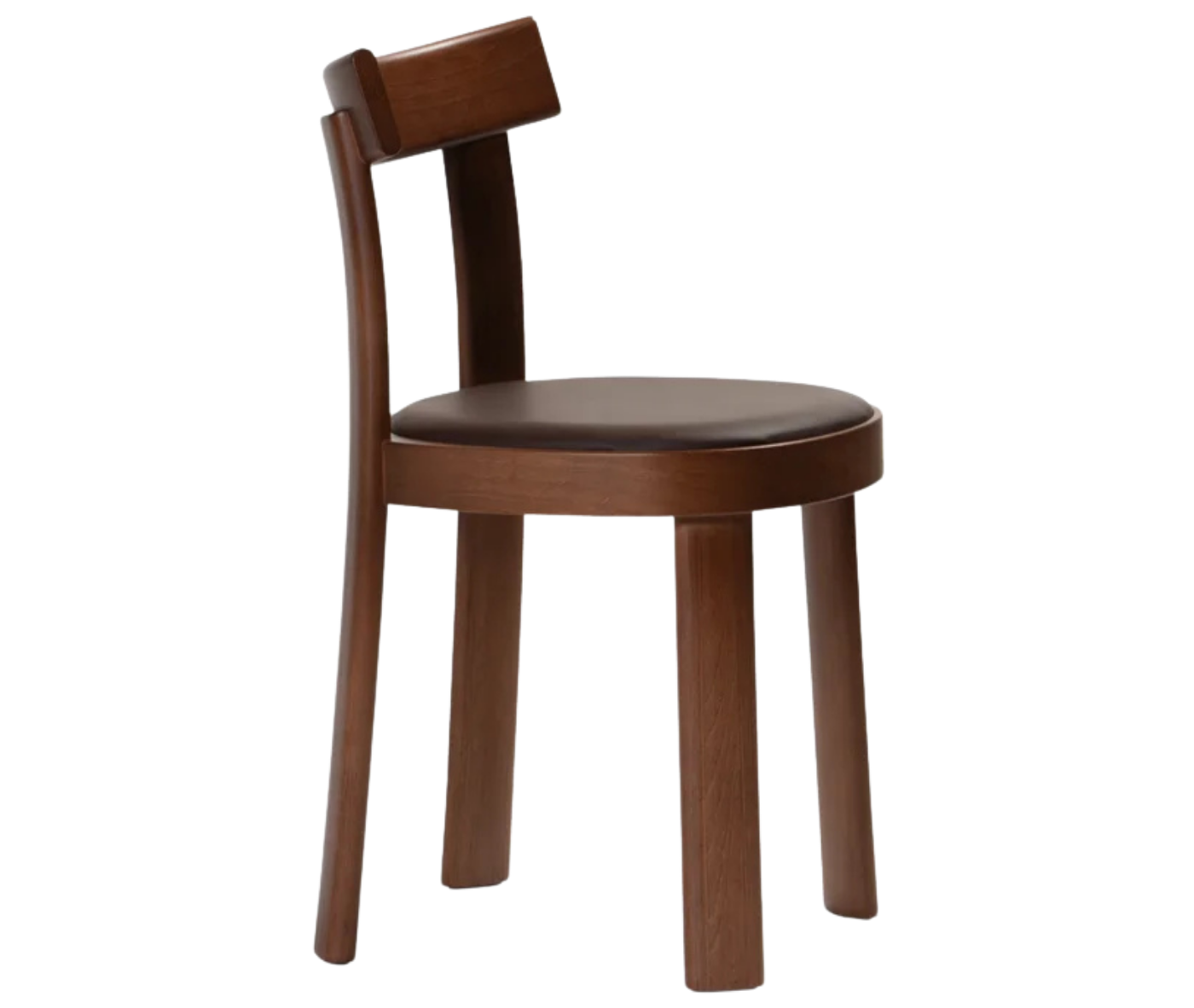 Bla Station Frankfurter chair in right-side view, crafted from timber in brown finish with upholstered seat.