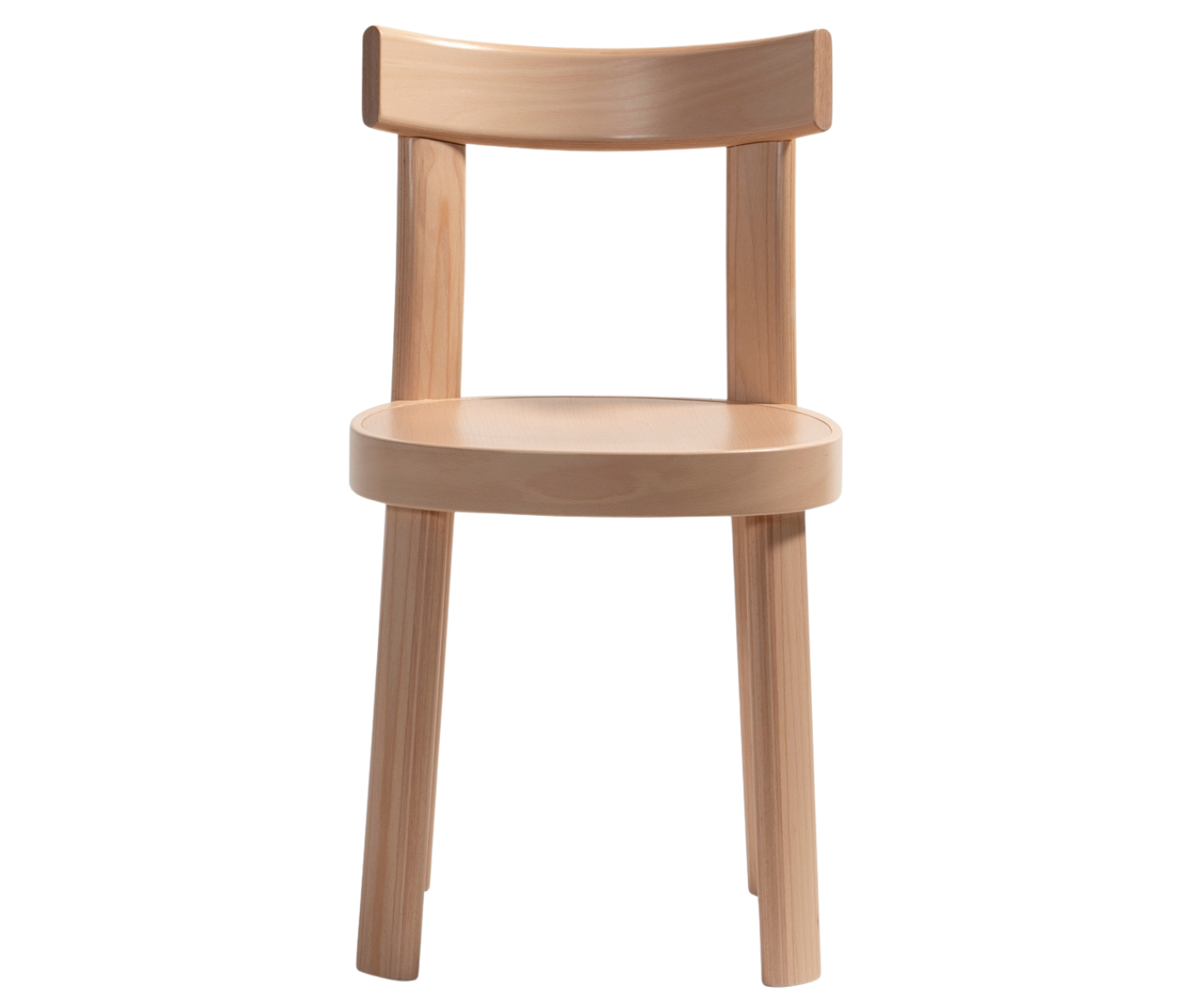 Bla Station Frankfurter chair in front view, crafted entirely from timber.